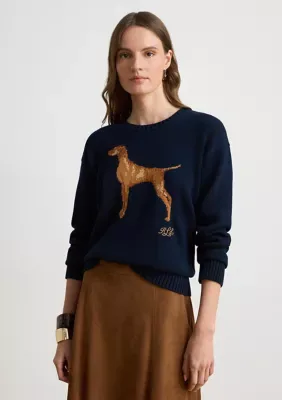 Lauren Ralph Lauren Intarsia-Knit Vizsla Cotton Sweater by Ralph Lauren
