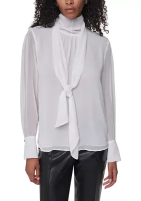 Long Sleeve Tie Neck Blouse by DKNY