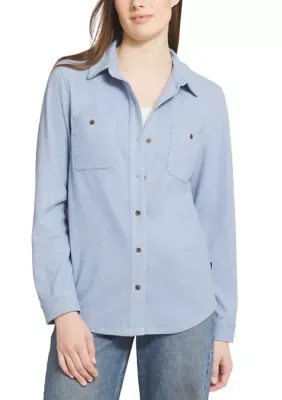 Brushed Knit Flannel Shirt by Lands' End