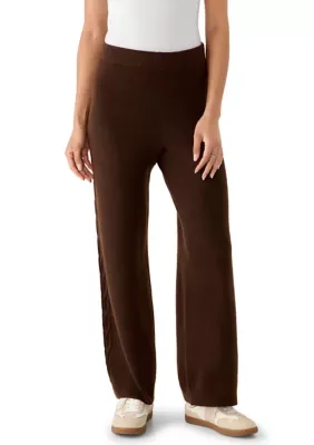 Wide Leg Cable Knit Sweater Pants by Single Thread