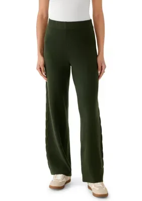 Wide Leg Cable Knit Sweater Pants