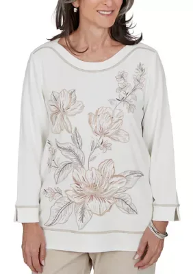 Be a Lady Floral Embroidery Sweater by Alfred Dunner