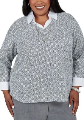 Vail Diamond Texture Two in One Top by Alfred Dunner