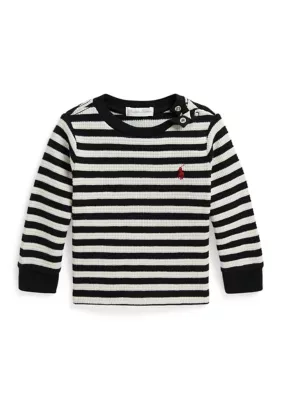 Striped Waffle-Knit Cotton T-Shirt by Ralph Lauren