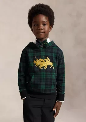 Triple-Pony Plaid Fleece Hoodie by Ralph Lauren