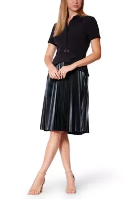 Julia Jordan Short Sleeve Scuba Belted Shirtdress by Jordan
