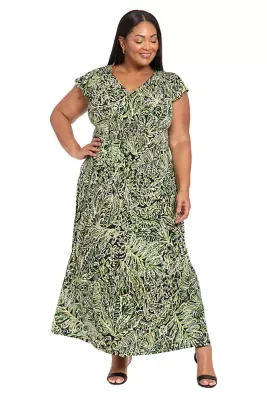 Printed Ruffle Maxi