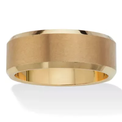 Brushed Finish Gold Ion-Plated Tungsten Bevel Edge Wedding Band by Seta Jewelry