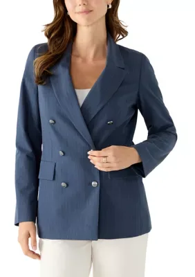 Double Breasted Notch Collar Pinstripe Blazer by DKNY