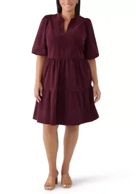 Short Sleeve Tiered A-Line Midi Dress by Robbie Bee