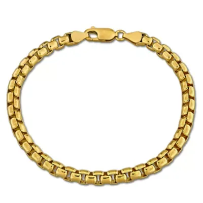 5.2mm Box Link Anklet in Yellow Plated Sterling Silver 9 In by Haylee Jewels