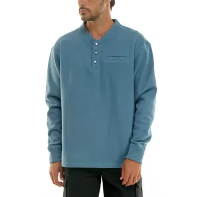 Workwear Micro Fleece Bonded Thermal Henley Pullover - Denim by Hallstatt