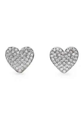 Yours Truly Pavé Heart Stud Earrings