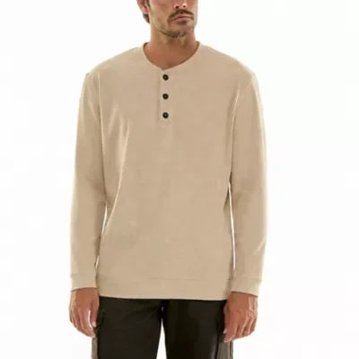 Workwear Poly Spandex Rib Fleece Long Sleeve Henley by Hallstatt