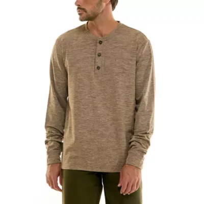 Workwear Brushed Soft Poly Spandex Cross Dye Long Sleeve Henley by Hallstatt