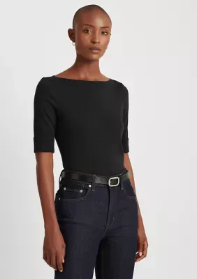 Lauren Ralph Lauren Cotton Boat Neck Top by Ralph Lauren