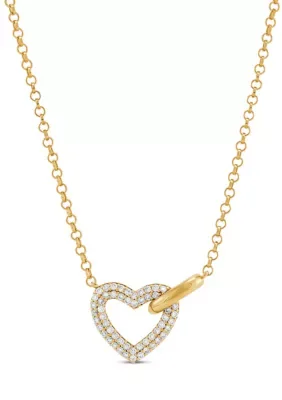 1/3 ct. t.w. Lab Grown Diamond Heart Necklace in Gold Over Sterling Silver, 18 In