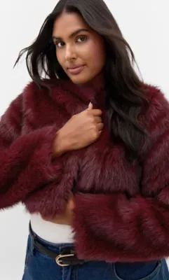 Angel Faux Fur Crop Jacket by City Chic