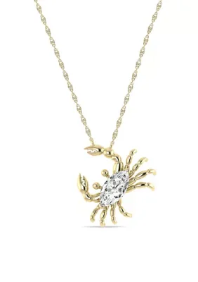 Lab Created 1.00 CTW Lab Grown Diamond Crab Style Pendant in 10K Yellow Gold with 18" Chain by Alessandra Bettini