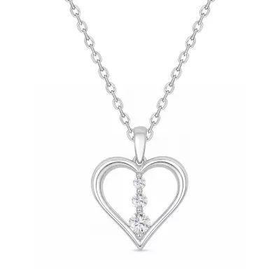 Lab Created 1/4 Cttw Lab-Grown Diamond Heart Pendant, Sterling Silver and 14K Yellow Gold Plated Sterling Silver by Belk & Co