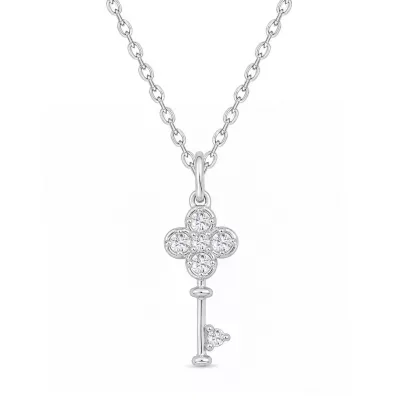 Lab Created 1/10 Cttw Lab-Grown Diamond Key Pendant, Sterling Silver and 14K Yellow Gold Plated Silver by Belk & Co