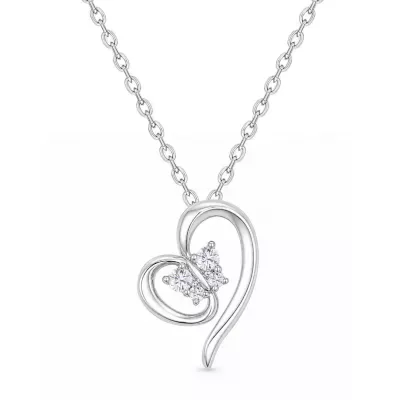 Lab Created 1/10 Cttw Lab-Grown Diamond Heart Pendant, Sterling Silver and 14K Yellow Gold Plated Sterling Silver by Belk & Co