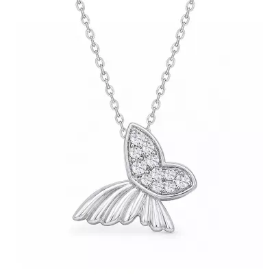 Lab Created 1/10 Cttw Lab-Grown Diamond Butterfly Pendant, Sterling Silver and 14K Yellow Gold Plated Sterling Silver by Belk & Co