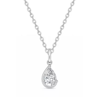 Lab Created 3/4 Cttw Lab-Grown Pear-Shaped Pendant, Sterling Silver and 14K Yellow Gold Plated Sterling Silver by Belk & Co