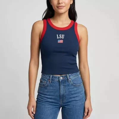 NCAA LSU Tigers Americana Wordmark Ribbed Tank Top by Uscape Apparel