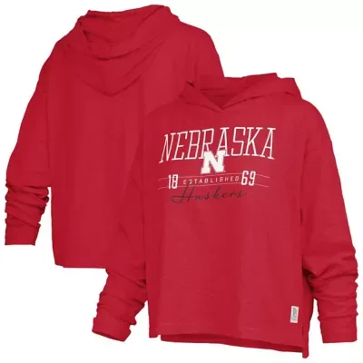 NCAA Nebraska Huskers Castillo Slub Waist Length Long Sleeve Hooded T-Shirt by Pressbox