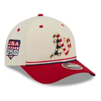 Oakland Athletics MLB Cream/Red Athletics USA 250 9FORTY M-Crown Adjustable Hat by New Era