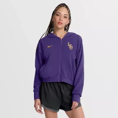 NCAA LSU Tigers Mantra Cropped Full-Zip Hoodie by Nike