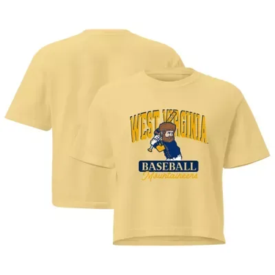 NCAA West Virginia Mountaineers Baseball Mascot Cropped T-Shirt by Image One