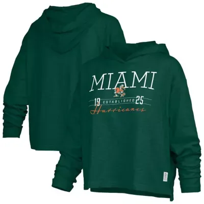 Miami (FL) Hurricanes Castillo Slub Waist Length Long Sleeve Hooded T-Shirt by Pressbox