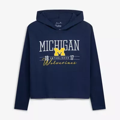 NCAA Michigan Wolverines Castillo Slub Waist Length Long Sleeve Hooded T-Shirt by Pressbox