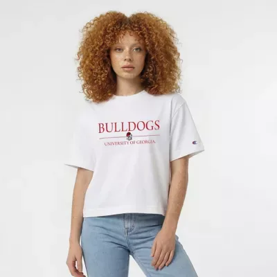 NCAA Georgia Bulldogs Waist Length Wordmark T-Shirt by Champion