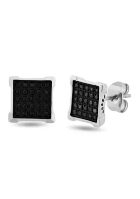 1/4CTW Diamond Stainless Steel Stud Earrings by Belk & Co