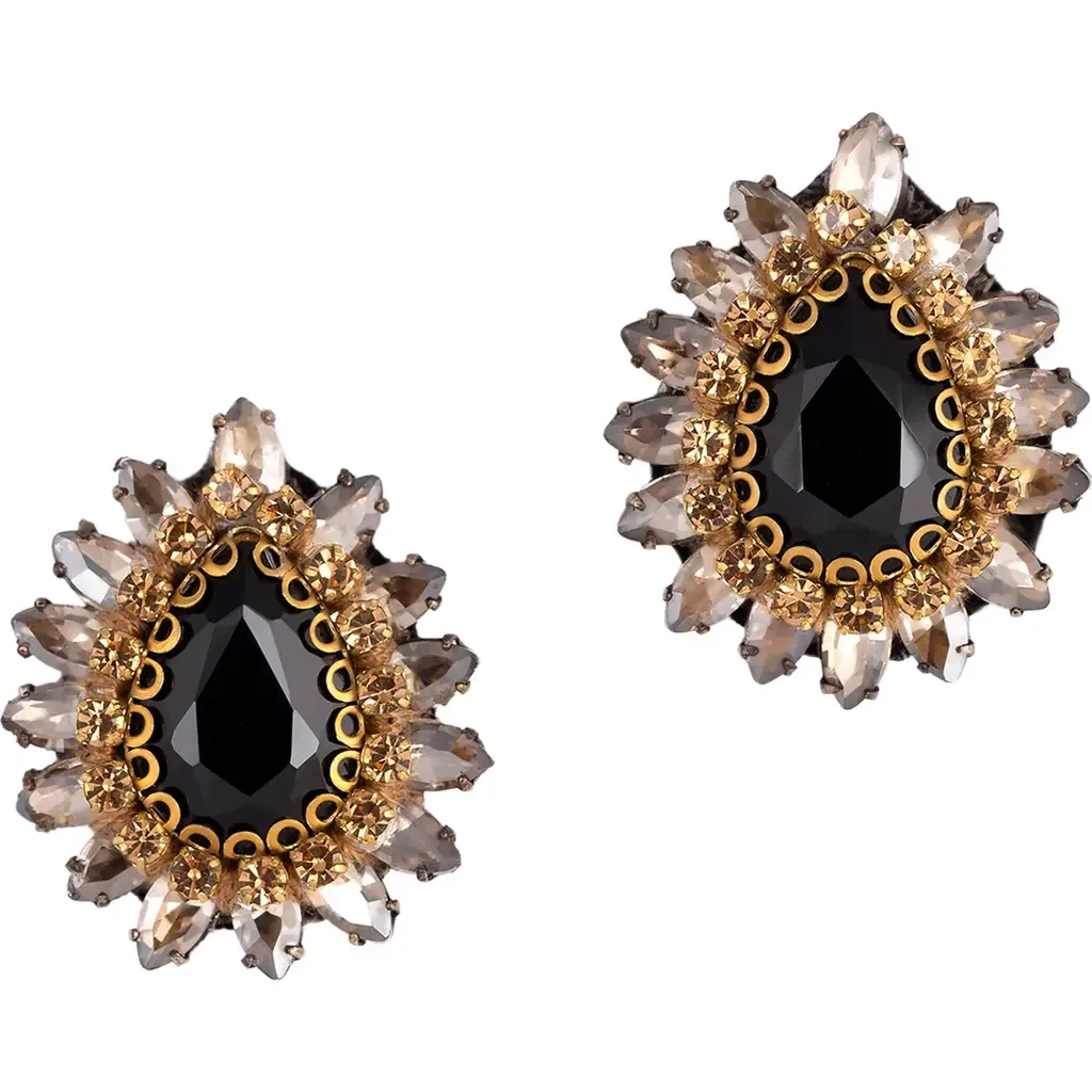 Leesha Crystal Stud Earrings by Deepa Gurnani