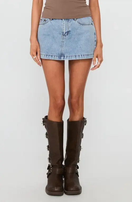 Nicolina Low Rise Denim Miniskirt by Princess Polly