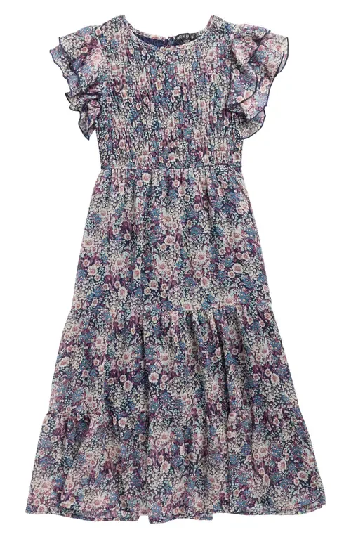 Chiffon Smocked Ruffle Maxi Dress by Ava & Yelly
