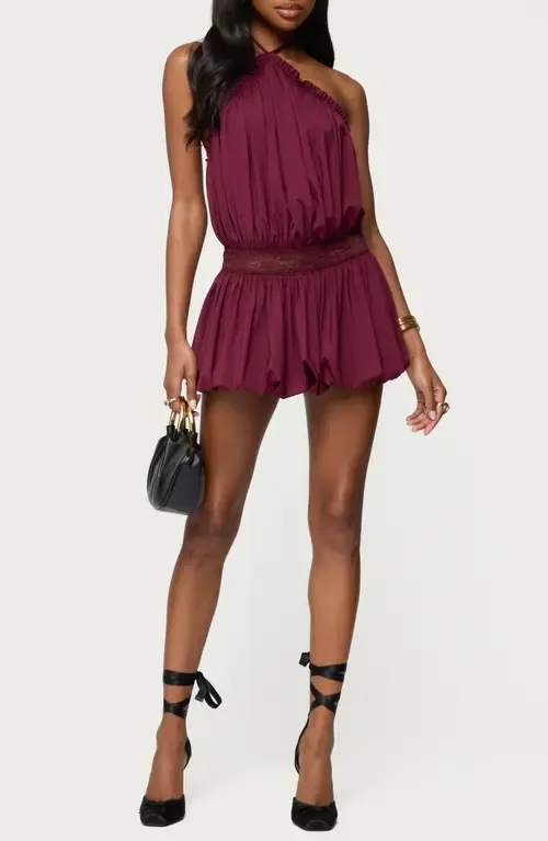 Aida Open Back Bubble Hem Halter Minidress by EDIKTED