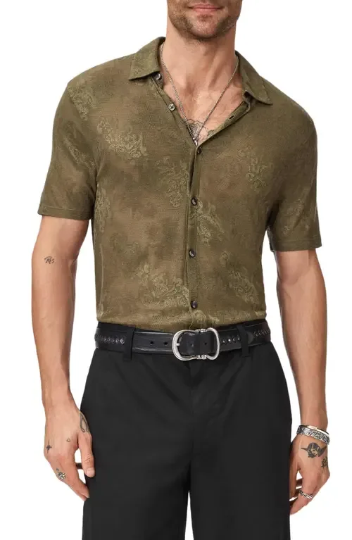 Biaggio Jacquard Mesh Short Sleeve Button-Up Shirt by John Varvatos