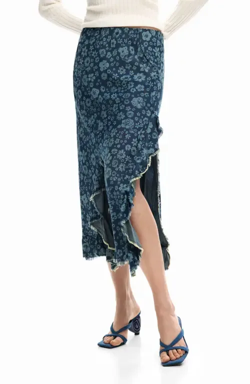 Floral Print Midi Skirt by Desigual