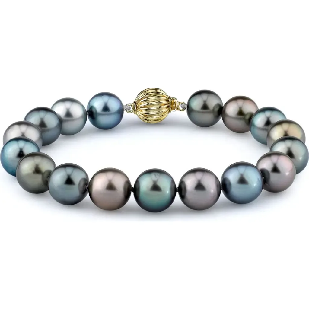 9-10mm Tahitian South Sea Multicolor Pearl Bracelet - AAA Quality