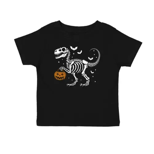 Dinosaur Skeleton Halloween Short Sleeve T-Shirt by Sweet Wink