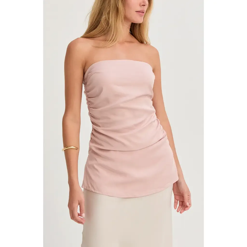 Lyocell Ruched Tube Top by CRESCENT