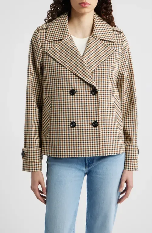 Water Resistant Double Breasted Short Trench Coat by London Fog