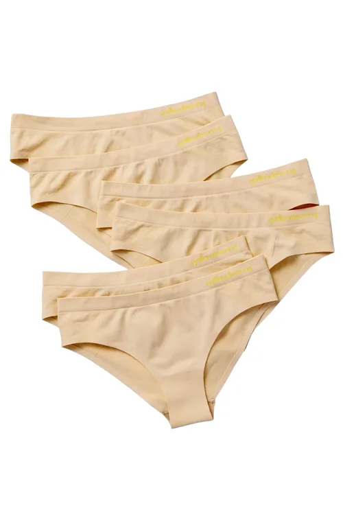 6PK Seamless Bikini Underwear with Bonded Seam by Yellowberry