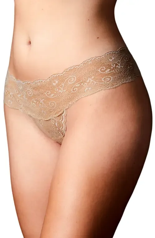 Sapna Mid Rise Lace Thong by JOURNELLE