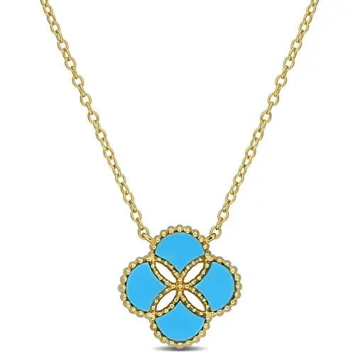 Lab-Created Turquoise Clover Flower Necklace by Julianna B.